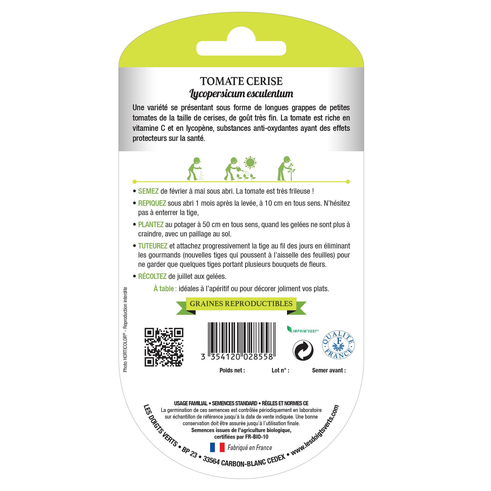 Voir la diapositive 2 : LES DOIGTS VERTS Graines tomate cerise BIO Les Doigts Verts