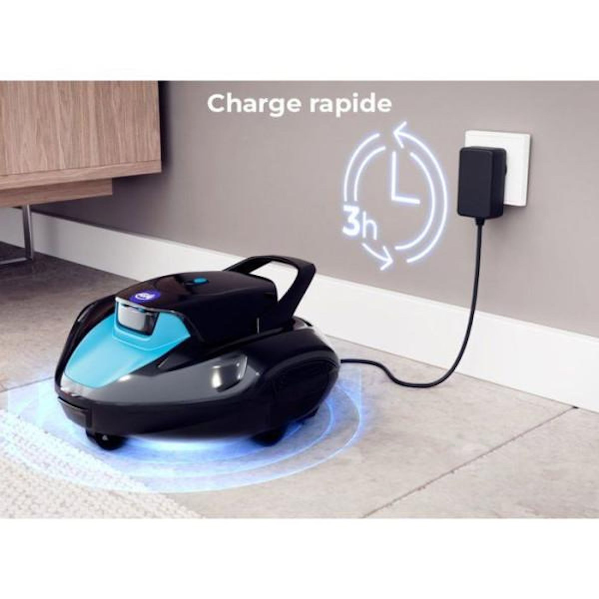 GRE Robot de piscine - GRE - Moovo TM 90 - a batterie - Piscines hors-sol - Jusqu'a 9 m de longueur/80 m² - Autonomie 90 min - 2 L