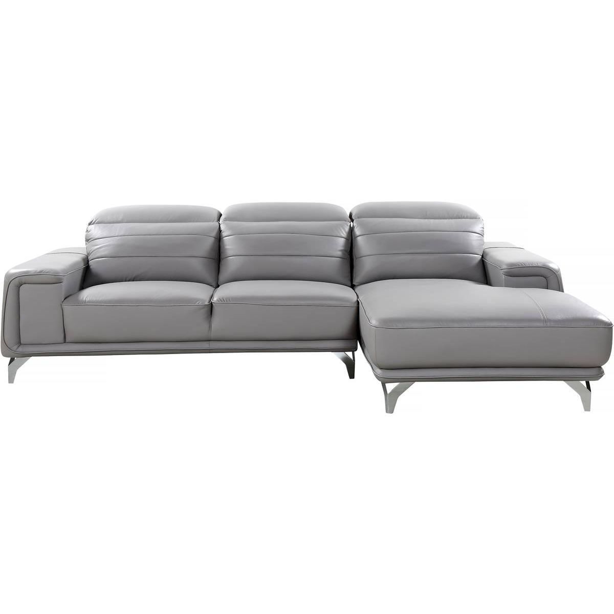 Habitat et Jardin Canapé d'angle cuir reconstitué et PVC  Leicester  - 4 places - Gris clair - Angle gauche