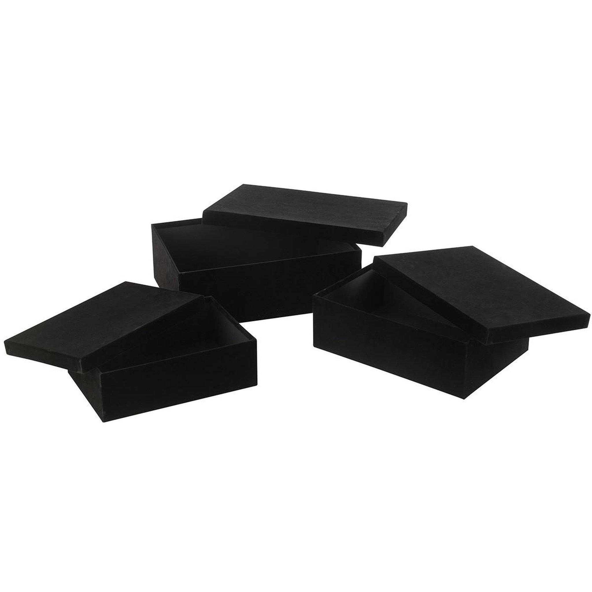 Voir la diapositive 3 : J-LINE Lot de 3 boîtes de rangement  vaughn  36cm noir