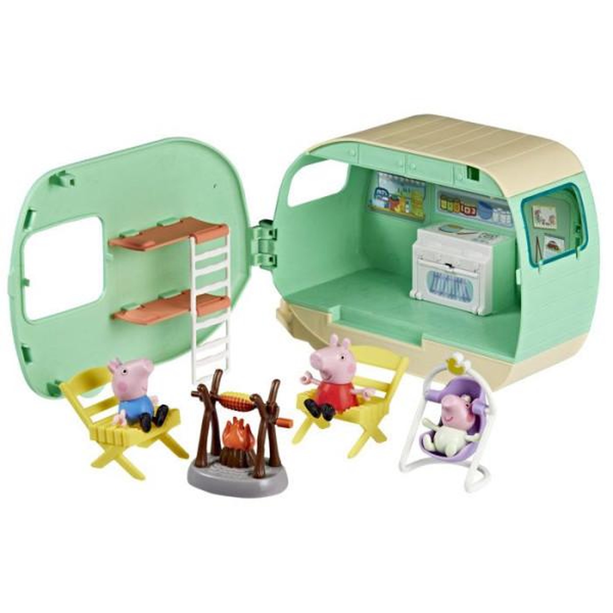 Voir la diapositive 2 : HASBRO Peppa Pig La caravane des trois petits cochons, coffret de 3 figurines avec Bébé Evie, jouets préscolaires pour enfants, dè