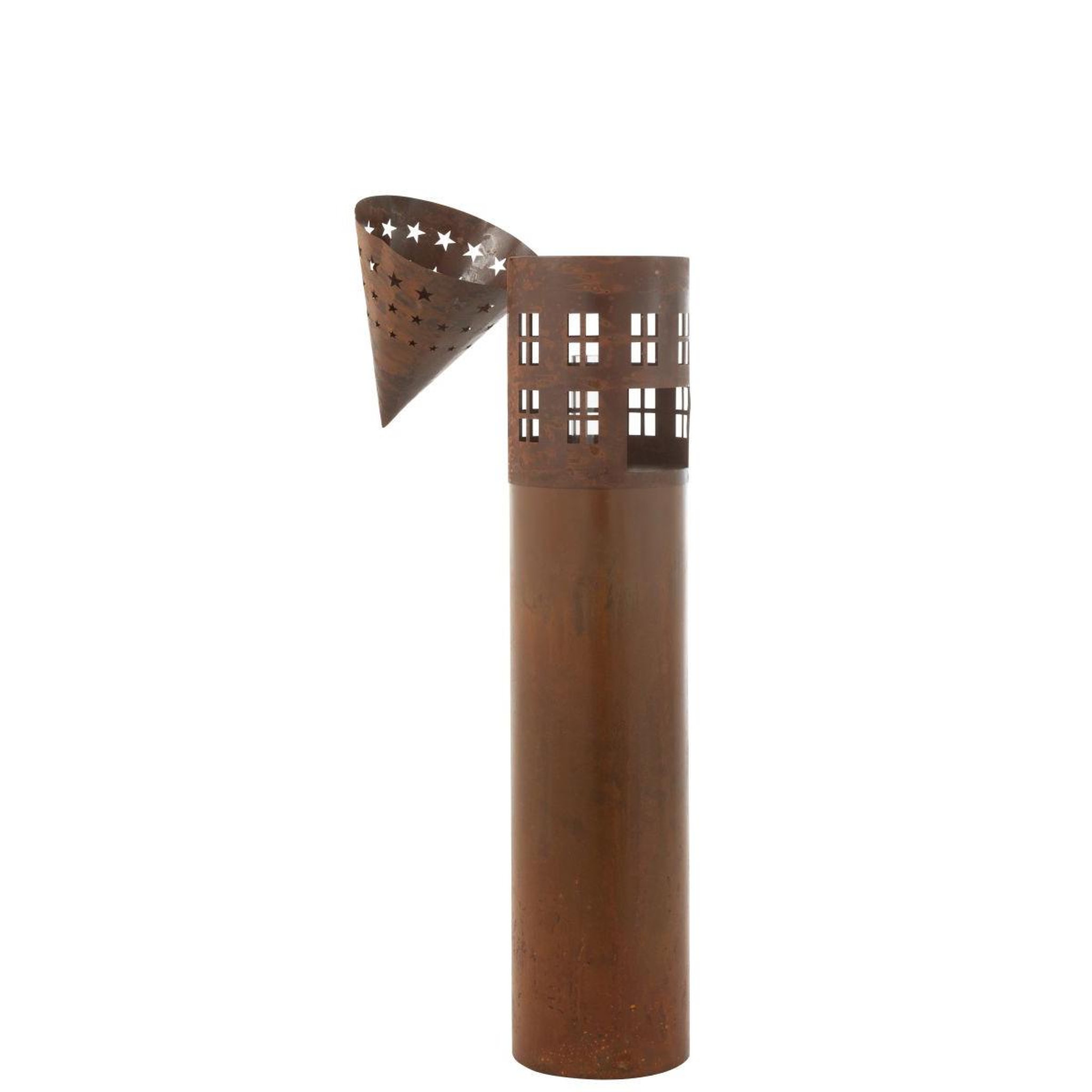 Voir la diapositive 2 : J-LINE Photophore Déco en Métal  Étoile  135cm Rouille