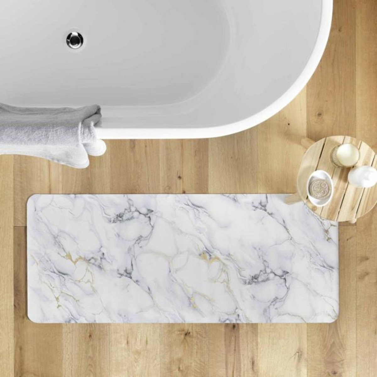 Paris Prix Tapis de Bain Déco  Venor  50x120cm Gris