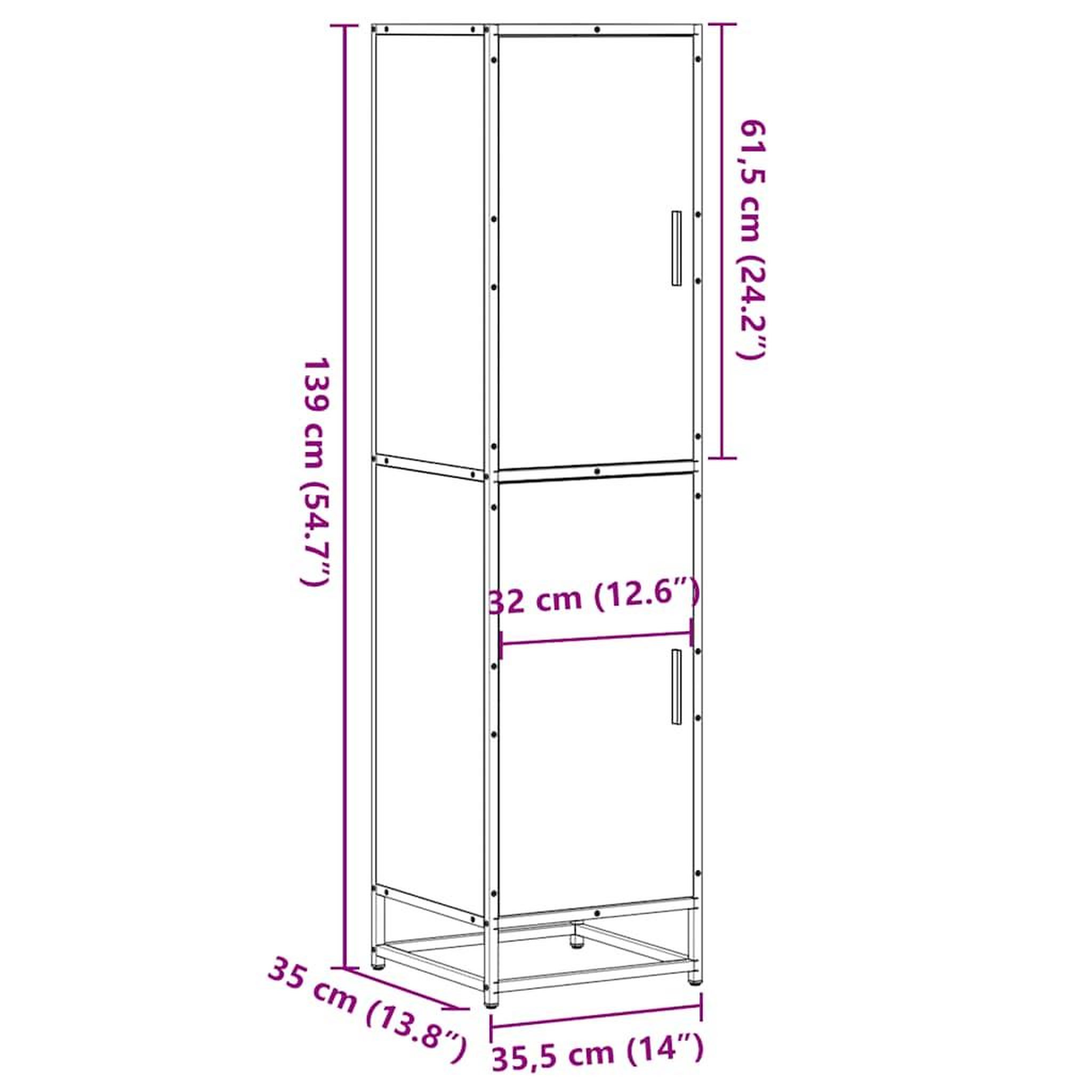 Voir la diapositive 6 : VIDAXL Buffet haut chene marron 35,5x35x139 cm bois d'ingenierie metal