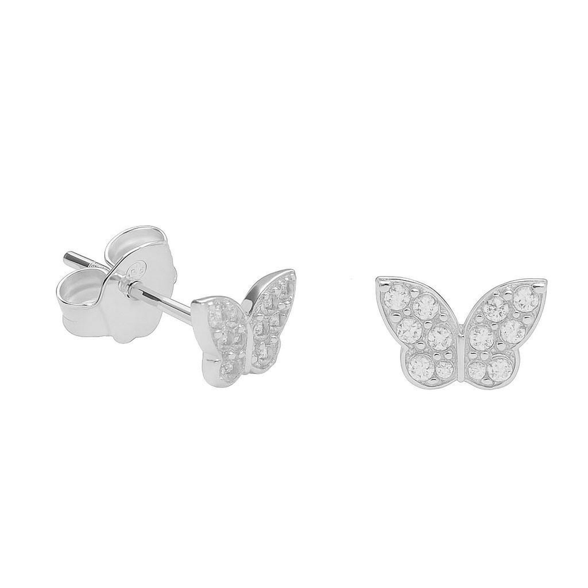 L'ATELIER D'AZUR Boucles d'Oreilles Argent 925/000 Rhodié - Papillon Pavé de Zirconiums