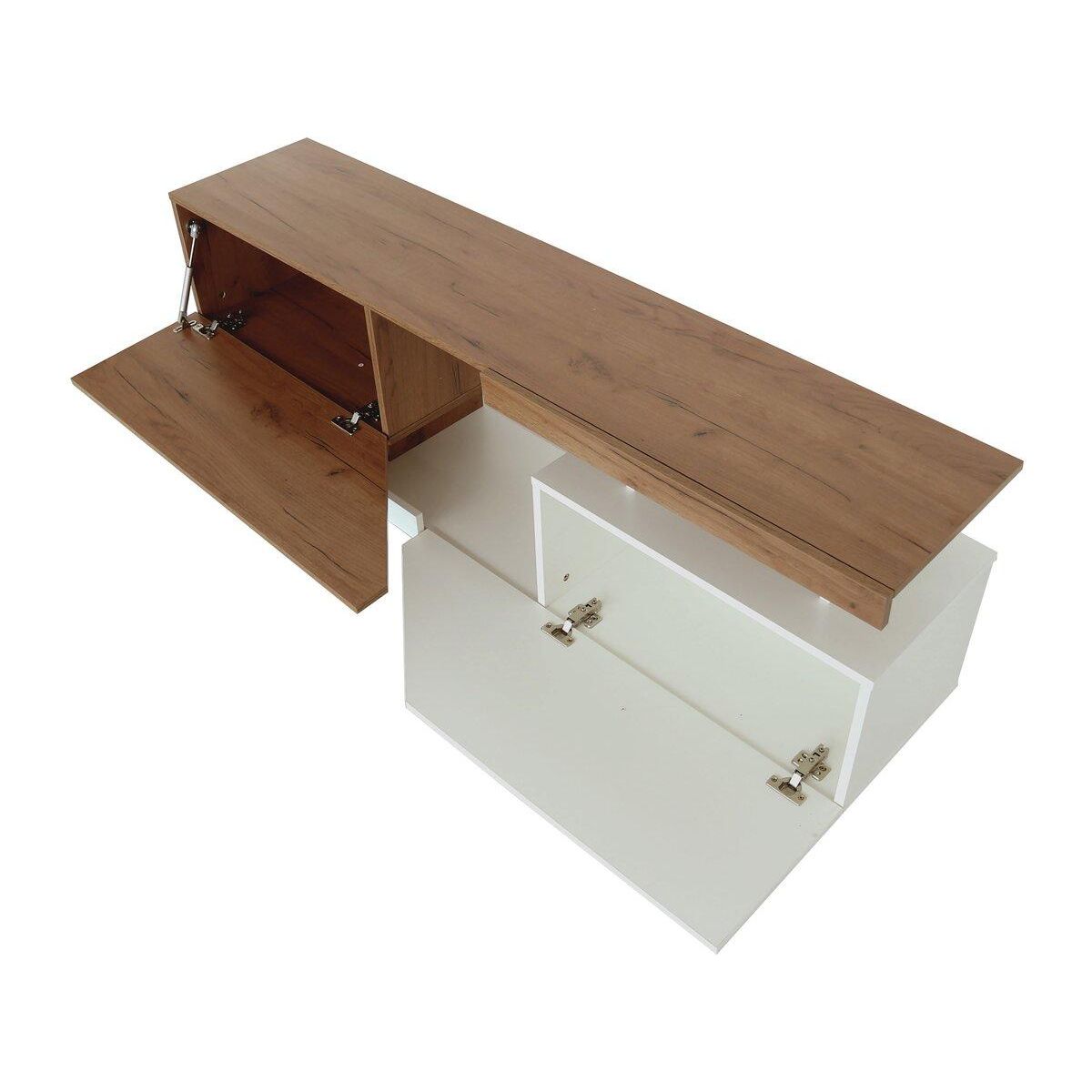 Habitat et Jardin Meuble TV  Ceelias  - 160 x 46 x 35 cm - Blanc/Marron Foncé