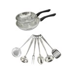 Fackelmann Set 2 poêles 20 et 24 cm en inox et 6 ustensiles inox Fackelmann Geneva