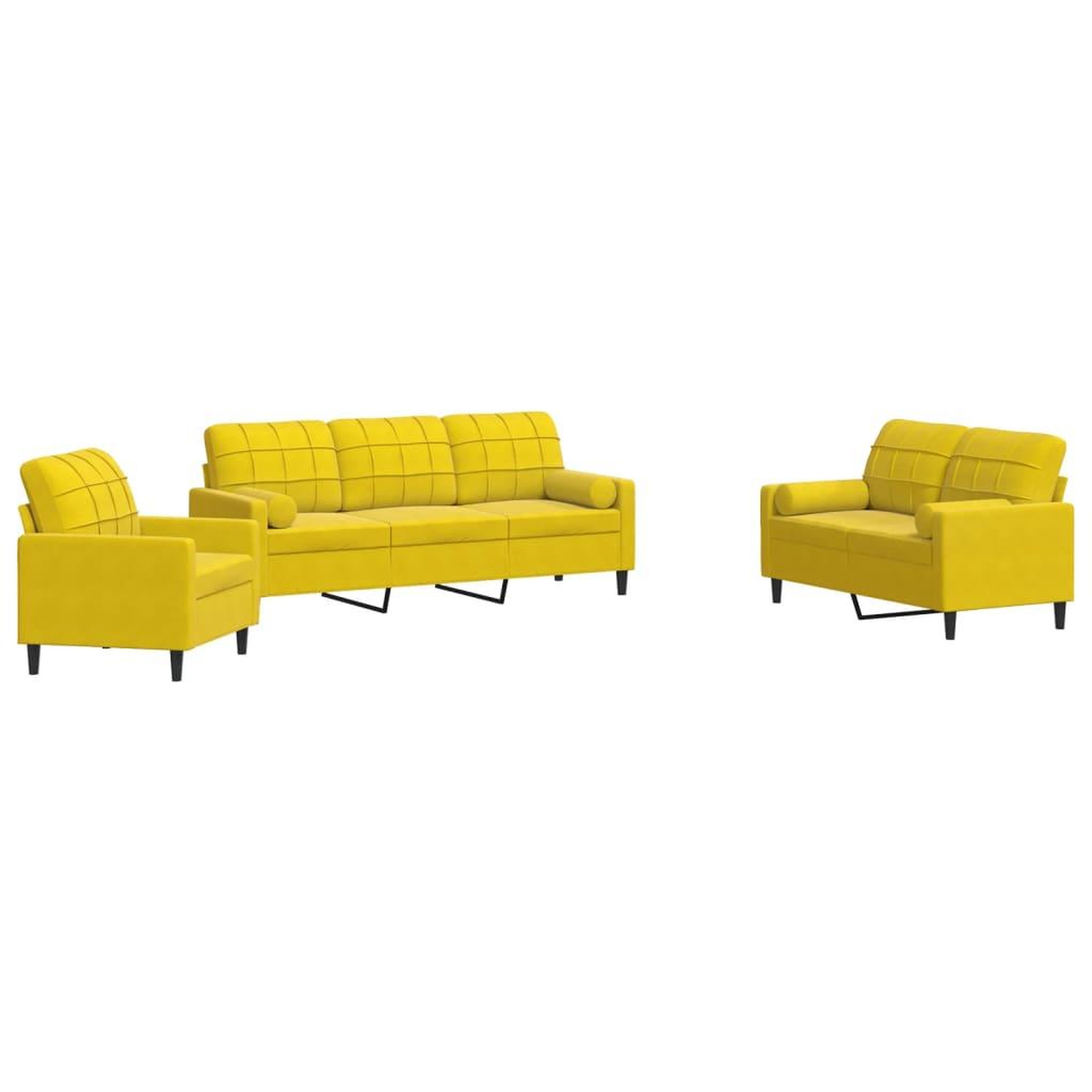 Voir la diapositive 2 : VIDAXL Ensemble de canapes 3 pcs avec coussins et traversins velours