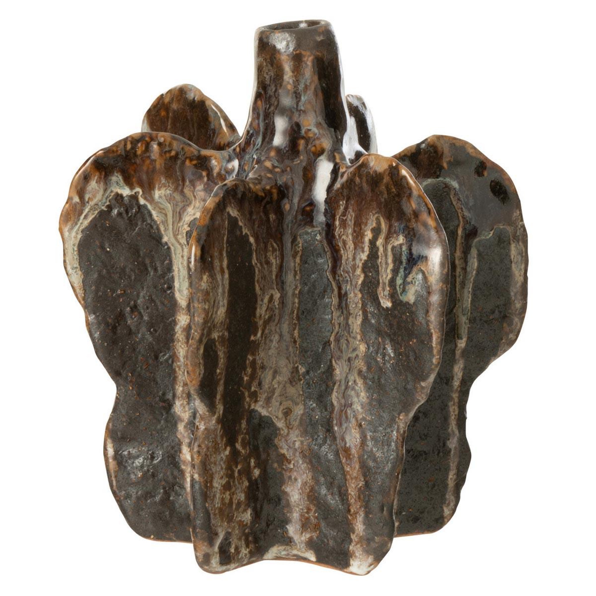 J-LINE Vase déco en céramique  naga  15cm marron