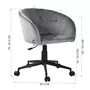  Chaise de bureau en velours gris, réglable en hauteur, pivotante, 64*69*116-126cm