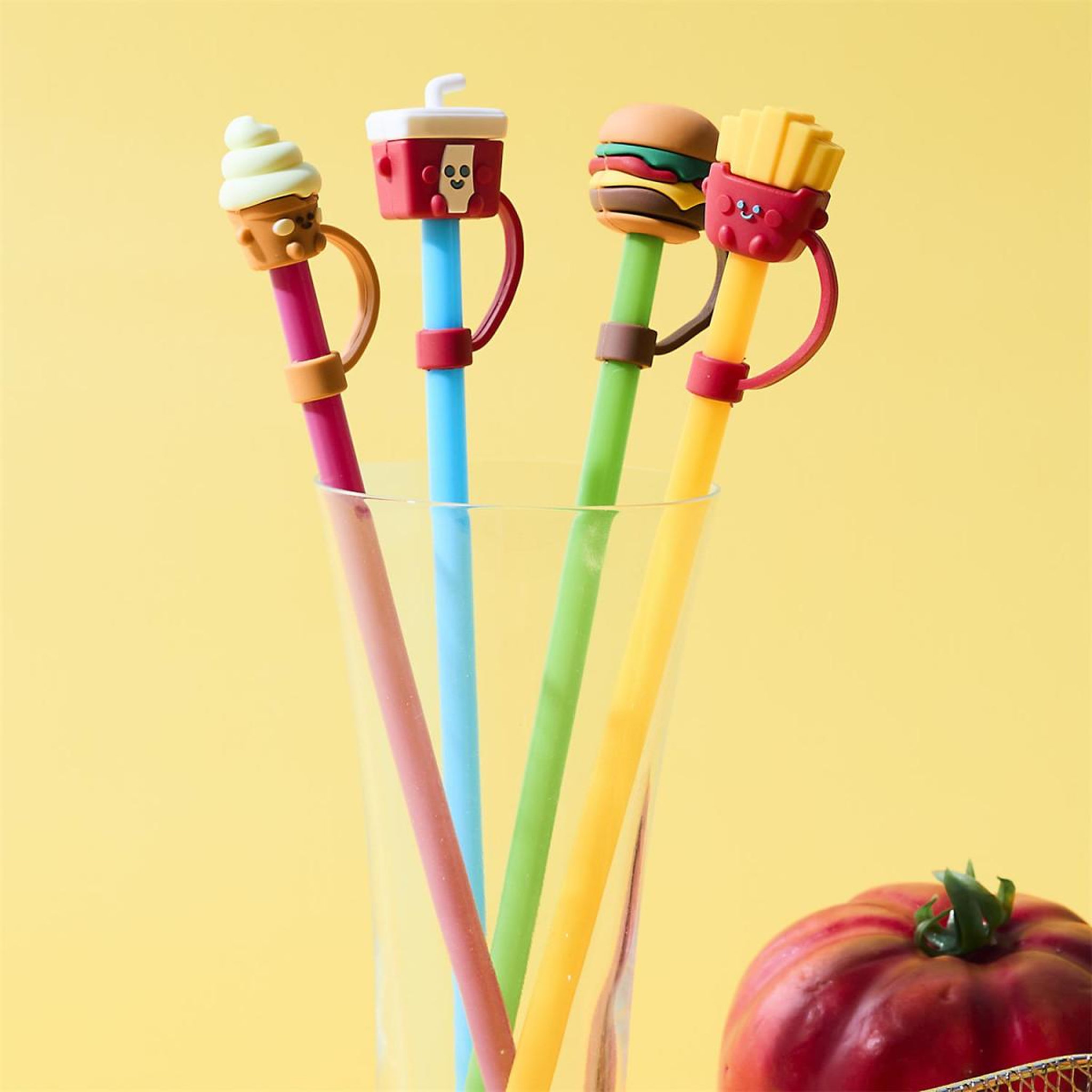 Voir la diapositive 3 : COOK CONCEPT Lot de 4 pailles avec embout  fast food  24cm multicolore