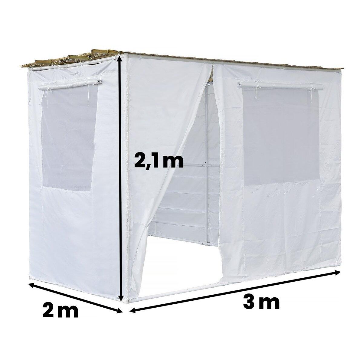 Habitat et Jardin Souccah en Kit NINA ajustable - 3 x 2 - 1 Rouleau de bambou et 3 tasseau de bois