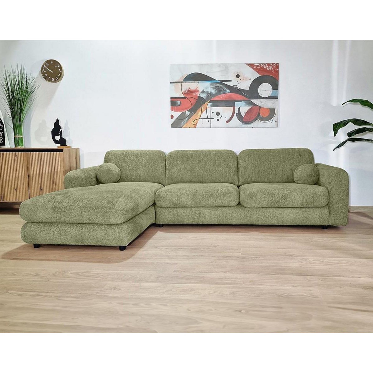 LISA DESIGN Rachel - canapé d'angle gauche 4 places en tissu bouclette