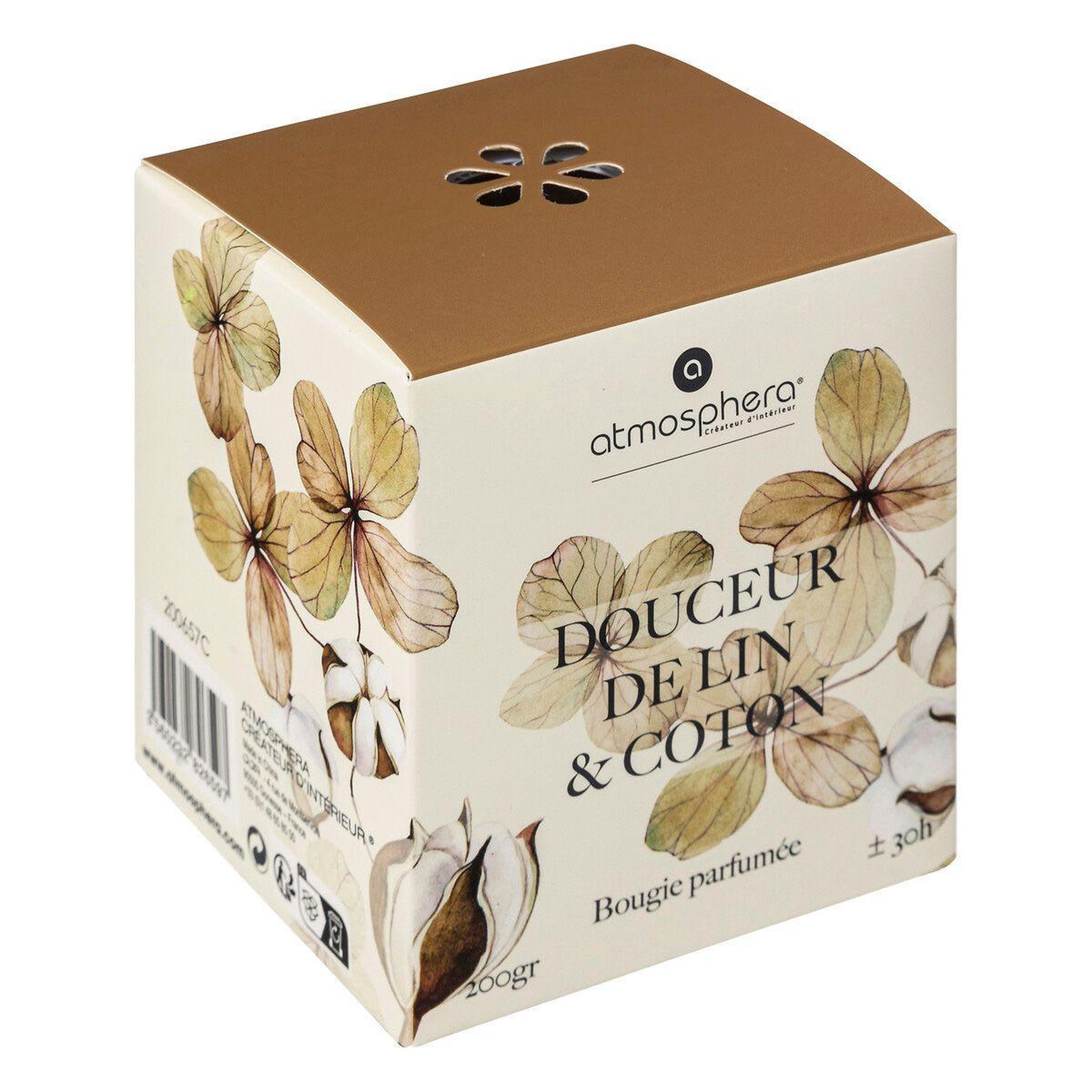 Voir la diapositive 2 : ATMOSPHERA Bougie parfumée  oudy  200g douceur de lin