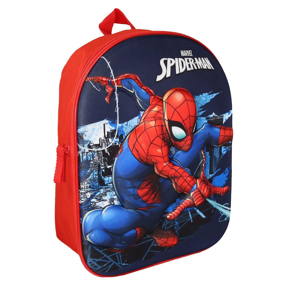 Bagtrotter Bagtrotter - Spiderman - Sac à Dos Scolaire Goûter 31 cm - Marine - 1 compartiment zippé - Bretelles Matelassées - Face 3D - 25x11x32 cm - Matière Polyester - Sac à Dos Scolaire Maternelle