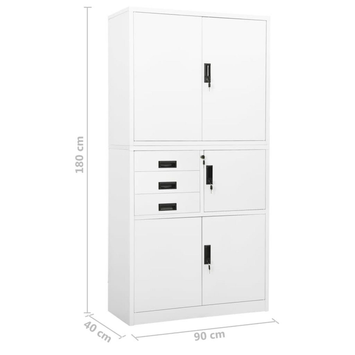 VIDAXL Armoire de bureau Blanc 90x40x180 cm Acier