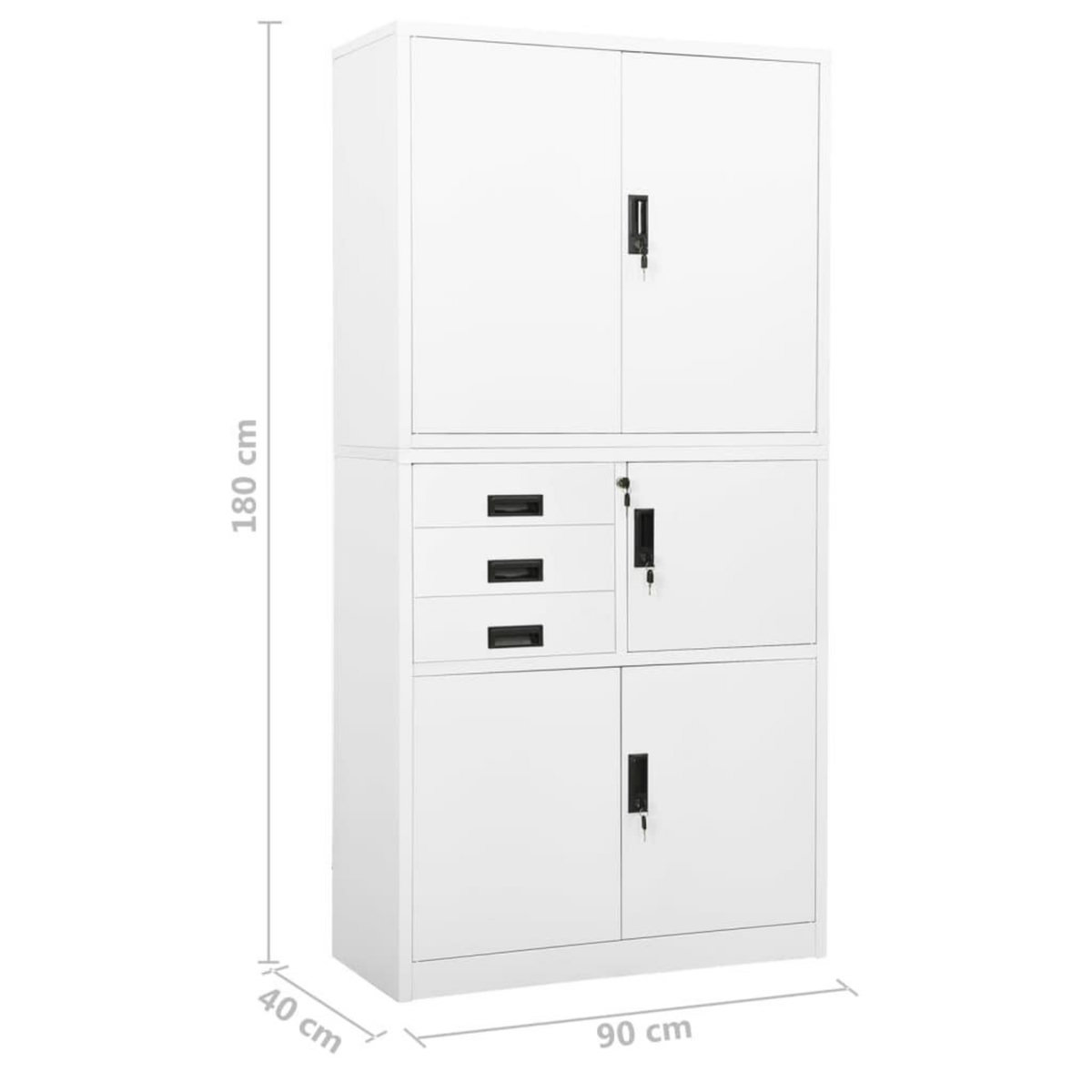 VIDAXL Armoire de bureau Blanc 90x40x180 cm Acier