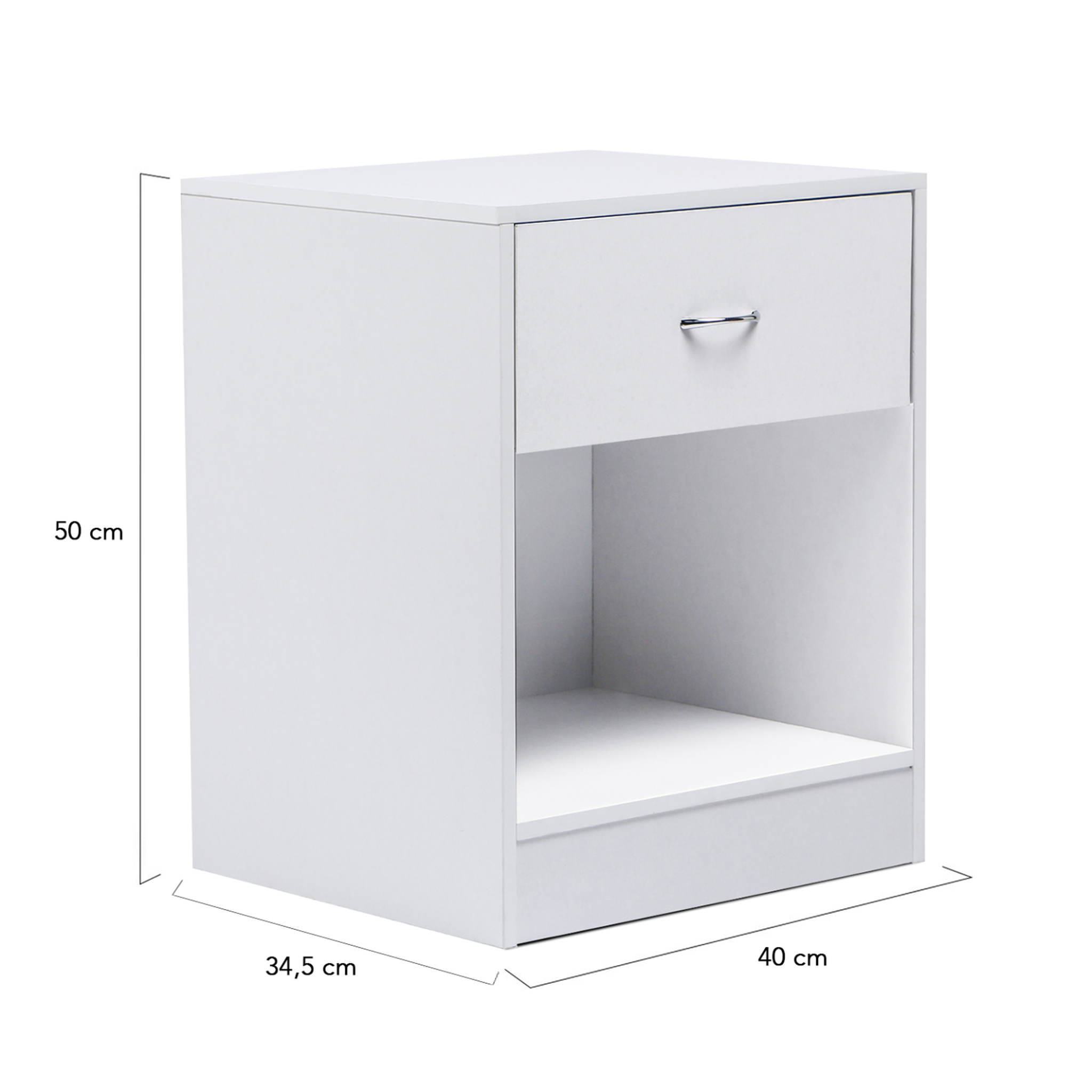 Voir la diapositive 4 : ID MARKET Lot de 2 tables de chevet olga 1 tiroir avec niche bois blanc