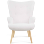 Voir la diapositive 3 : ID MARKET Fauteuil scandinave IVAR en tissu bouclette blanc
