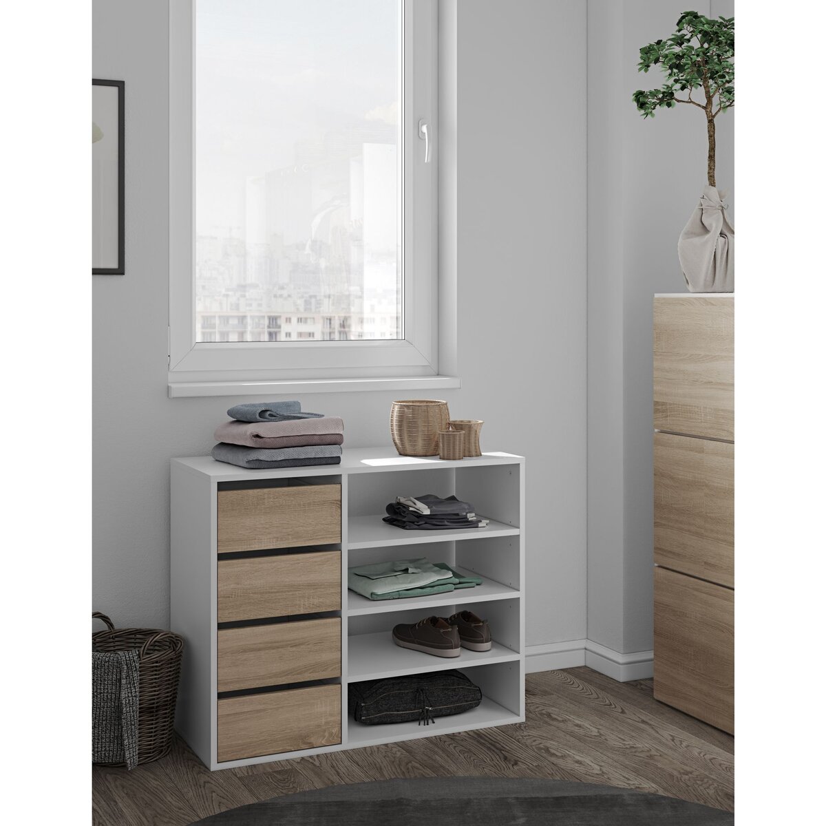 Meuble à chaussures 4 tiroirs 4 niches TIM