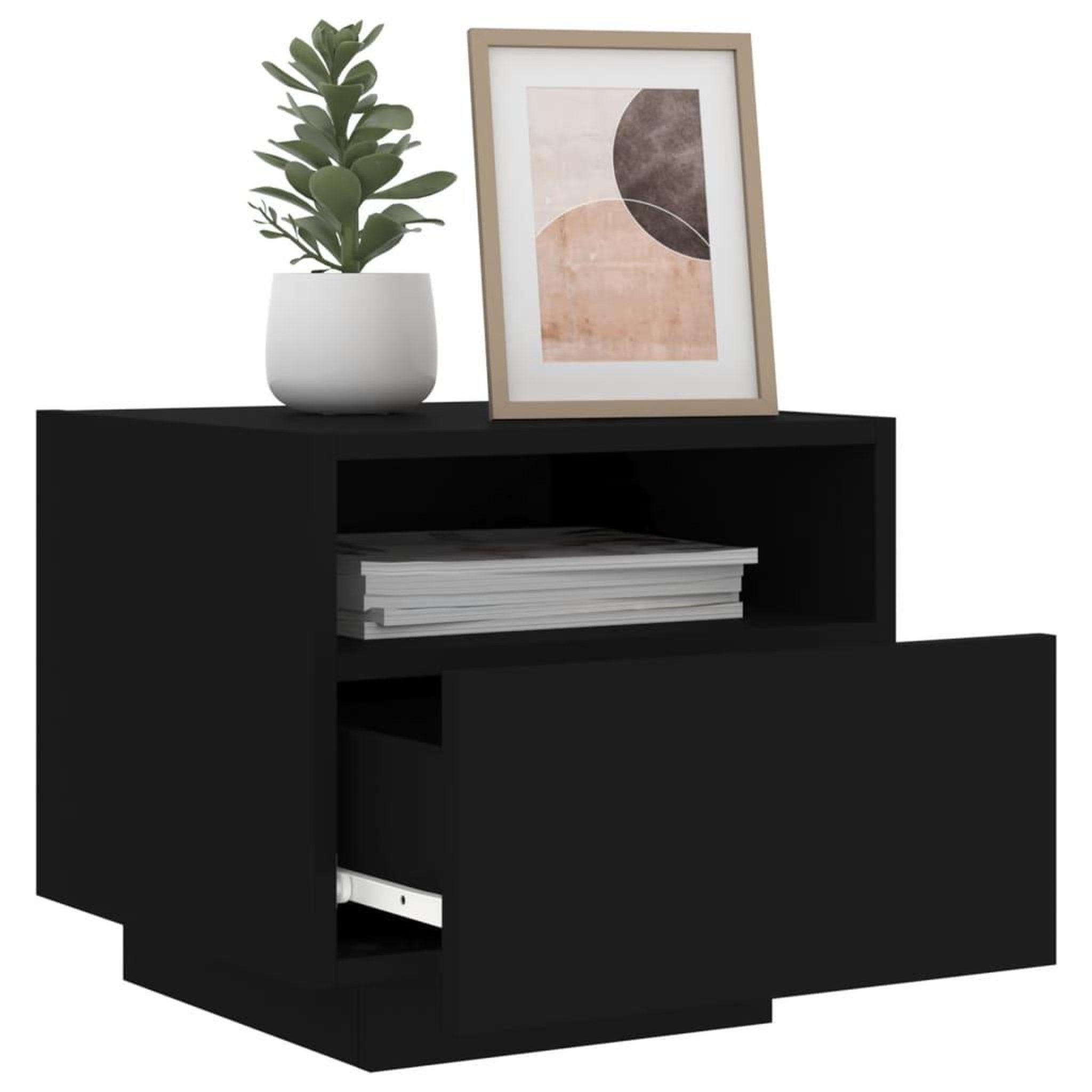 Voir la diapositive 4 : VIDAXL Table de chevet avec lumieres LED noir 40x39x37 cm