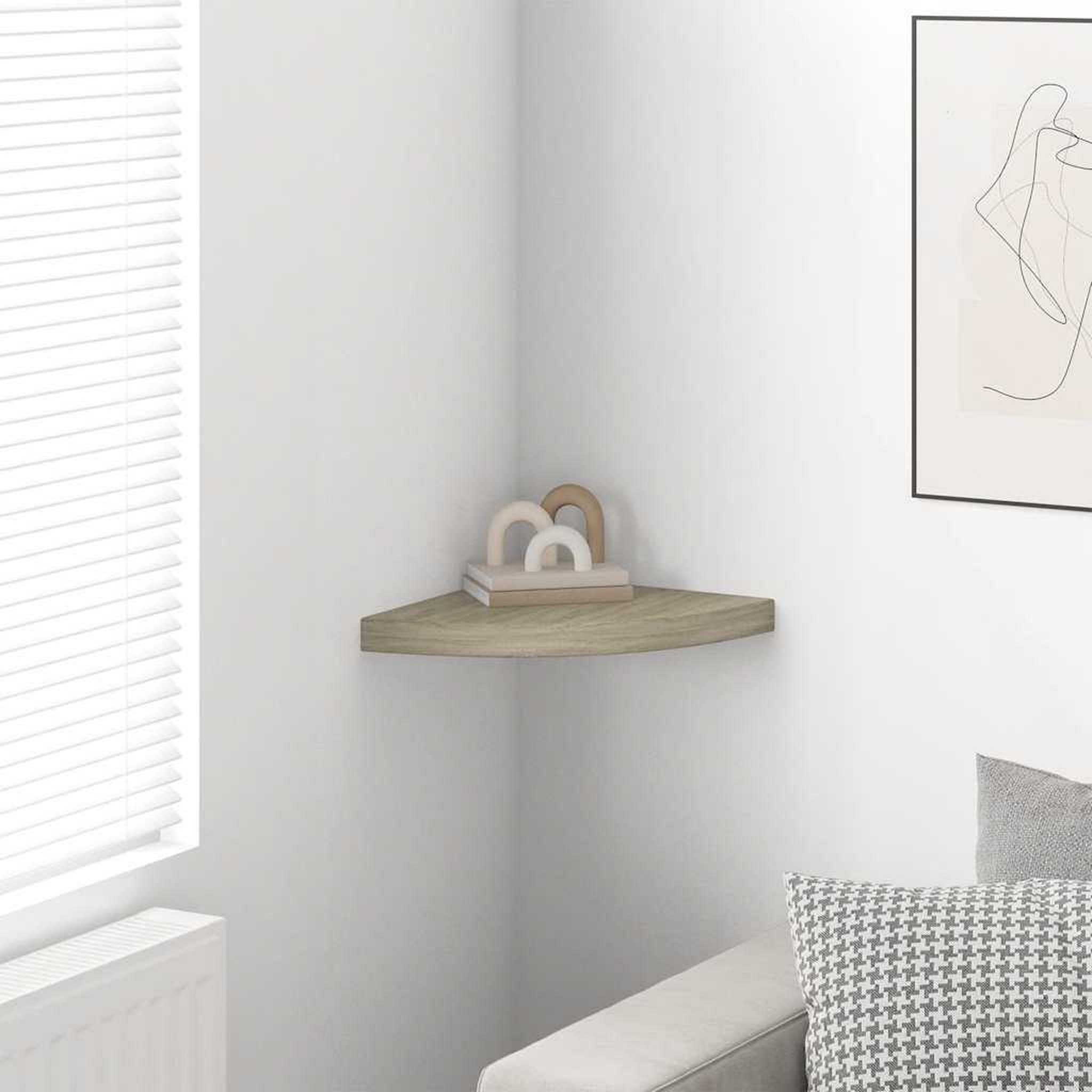 Voir la diapositive 3 : VIDAXL Etagere d'angle flottante chene 35x35x3,8 cm mdf