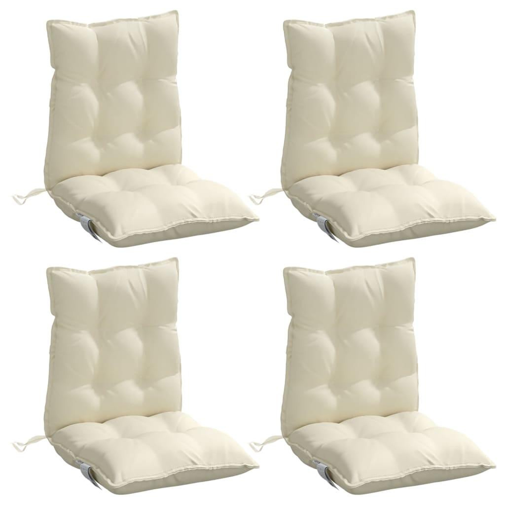 Voir la diapositive 3 : VIDAXL Coussins de chaise a dossier bas lot de 4 creme tissu oxford