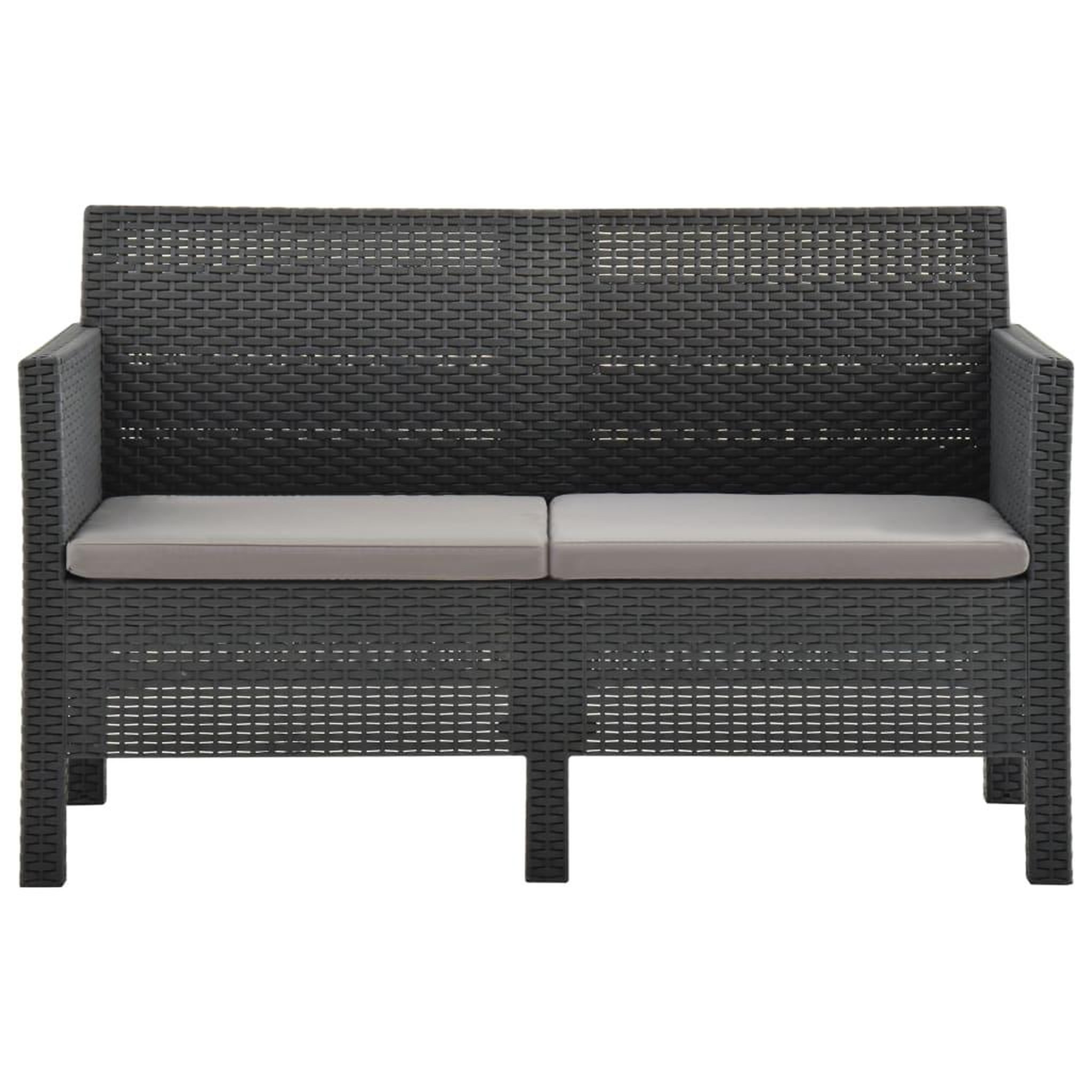 Voir la diapositive 2 : VIDAXL Canape a 2 places de jardin avec coussins Anthracite PP Rotin