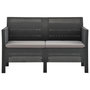 Voir la diapositive 2 : VIDAXL Canape a 2 places de jardin avec coussins Anthracite PP Rotin
