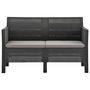 Voir la diapositive 2 : VIDAXL Canape a 2 places de jardin avec coussins Anthracite PP Rotin