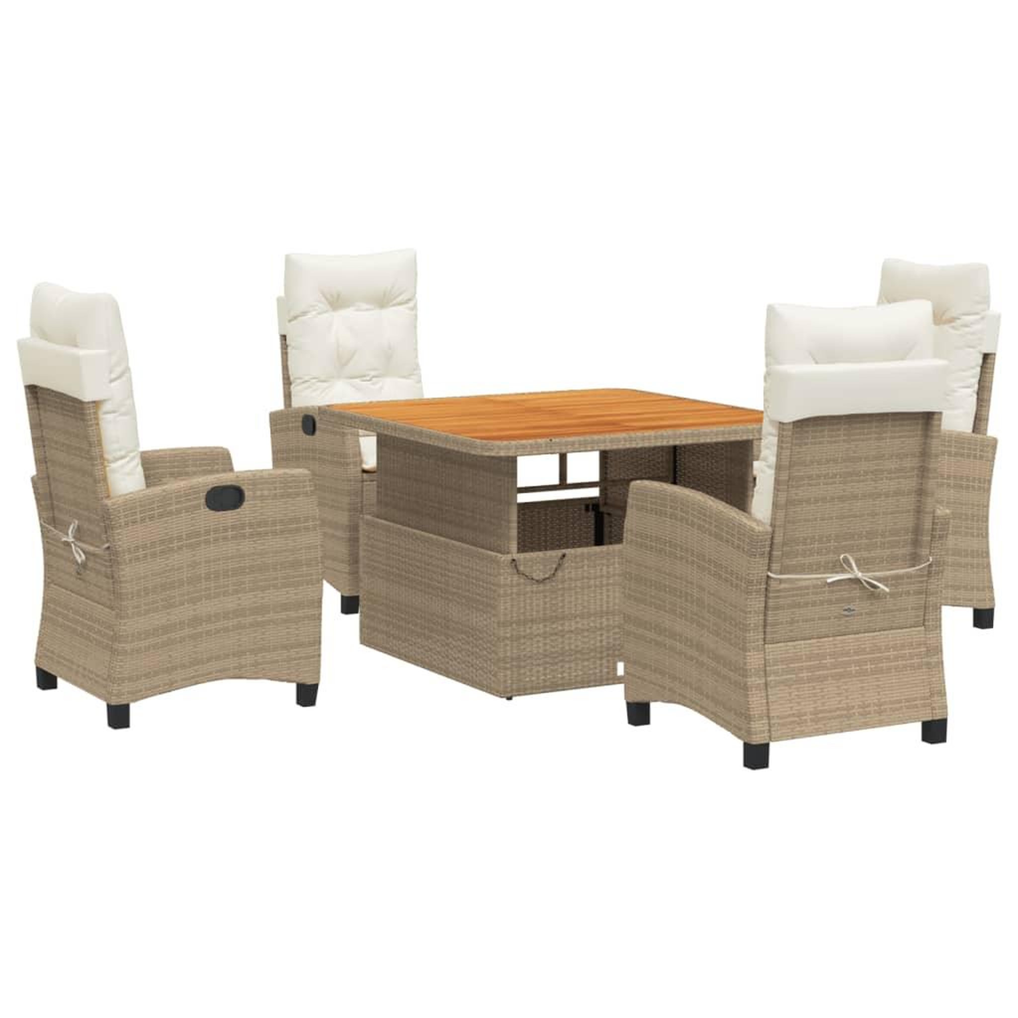 Voir la diapositive 2 : VIDAXL Ensemble a manger de jardin avec coussins 5pcs Beige poly rotin
