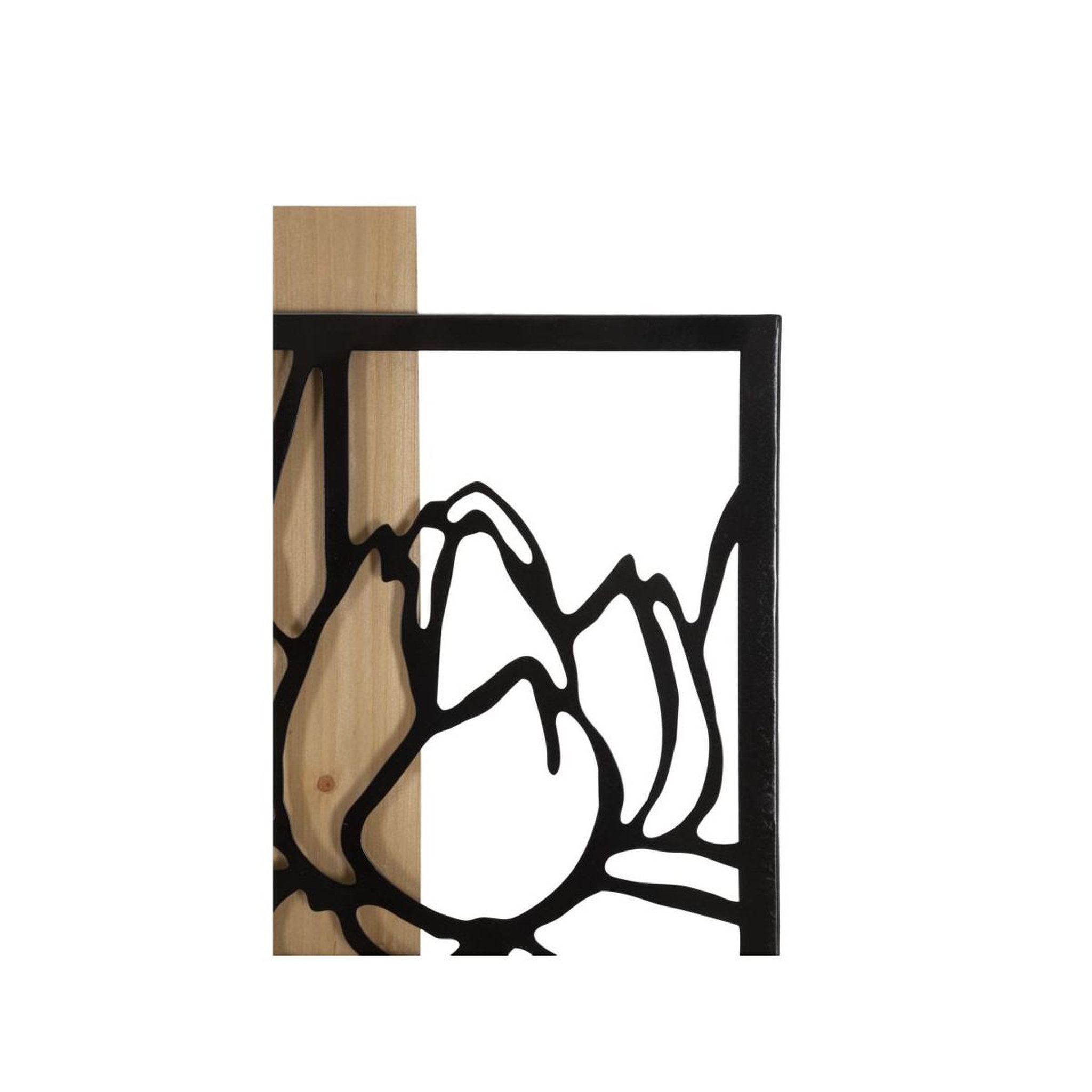 Voir la diapositive 3 : Paris Prix Décoration murale encadrée  lotus  90cm noir & naturel