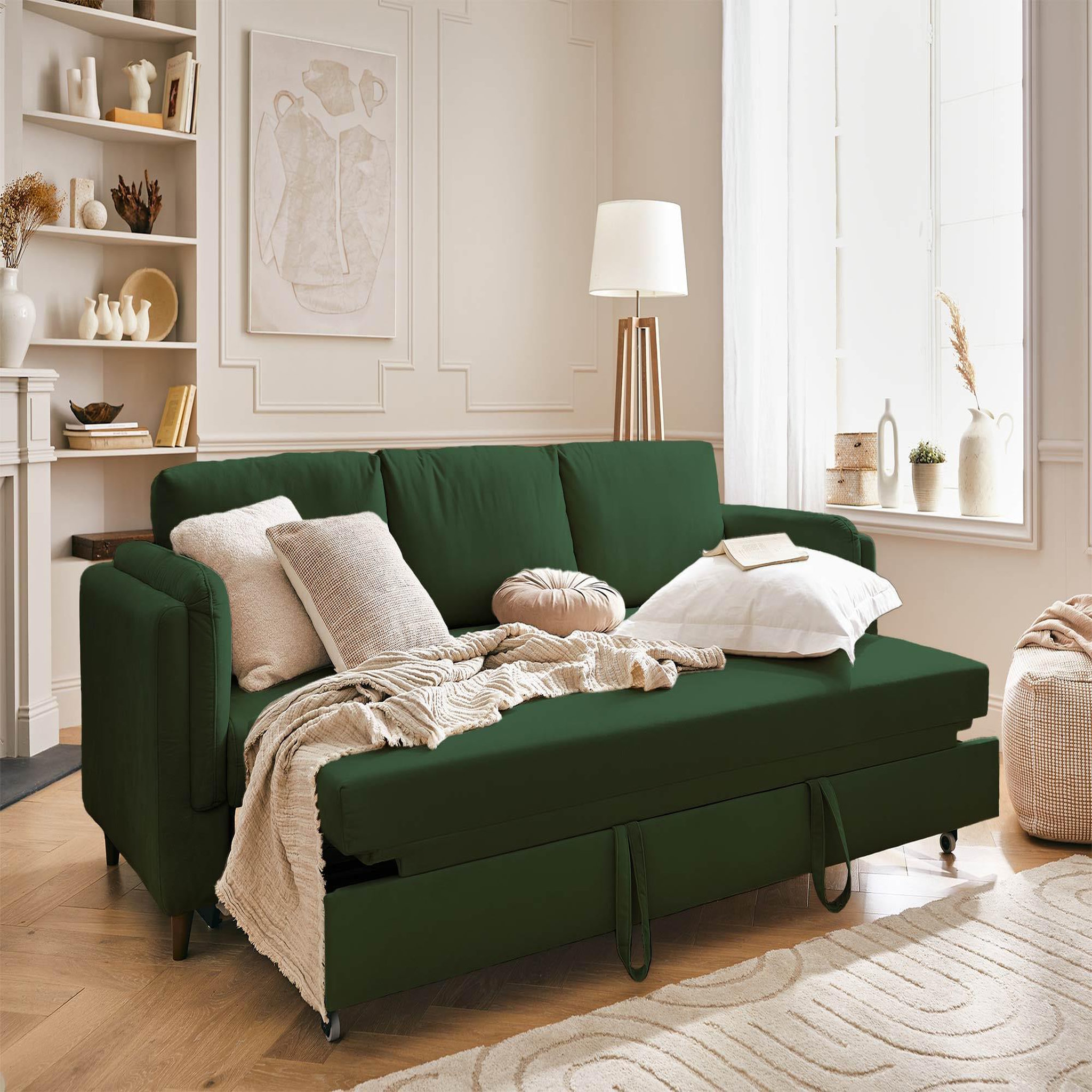 Voir la diapositive 2 : BEST MOBILIER Brooke - canapé 3 places - convertible - en velours