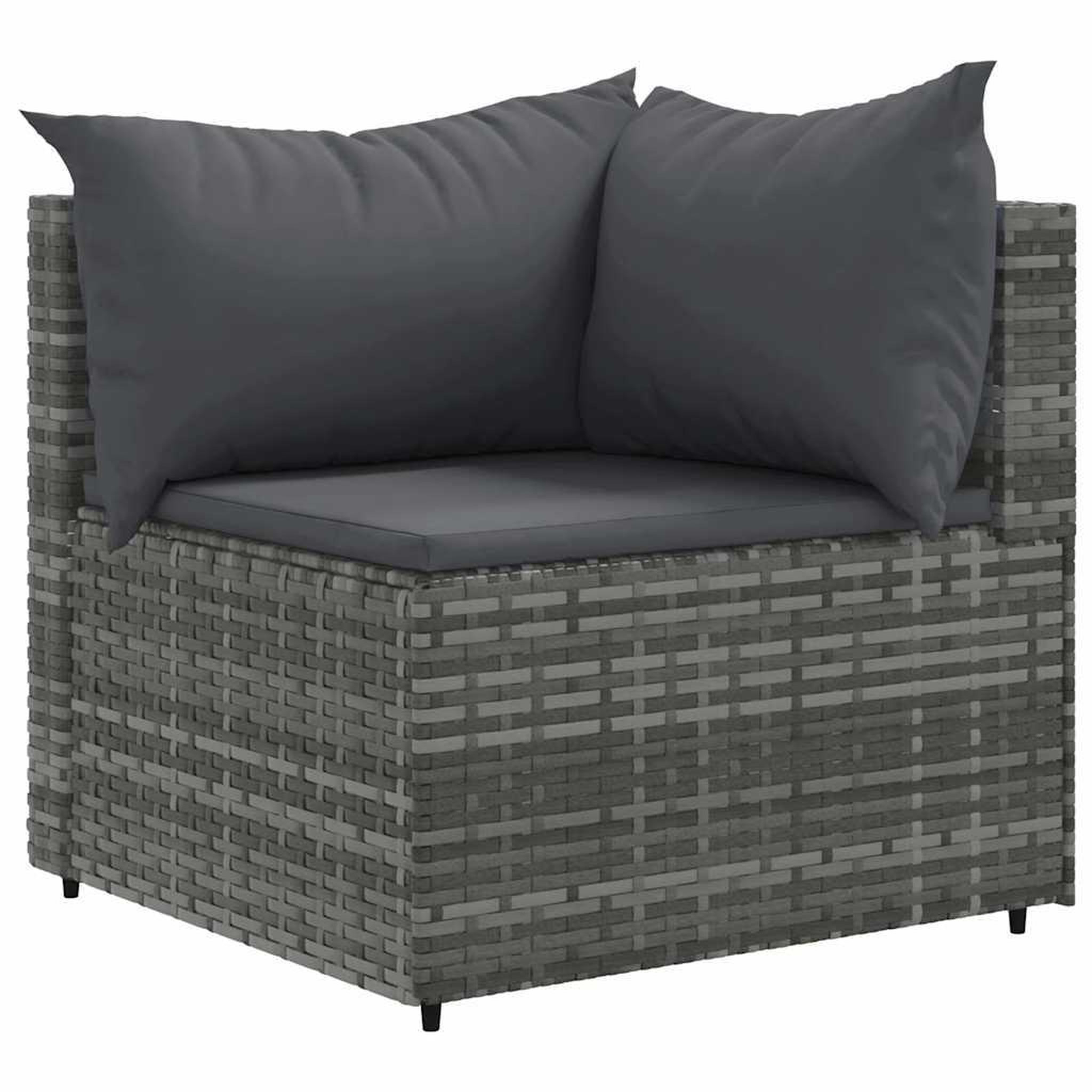 Voir la diapositive 3 : VIDAXL Salon de jardin 9 pcs avec coussins Gris Resine tressee