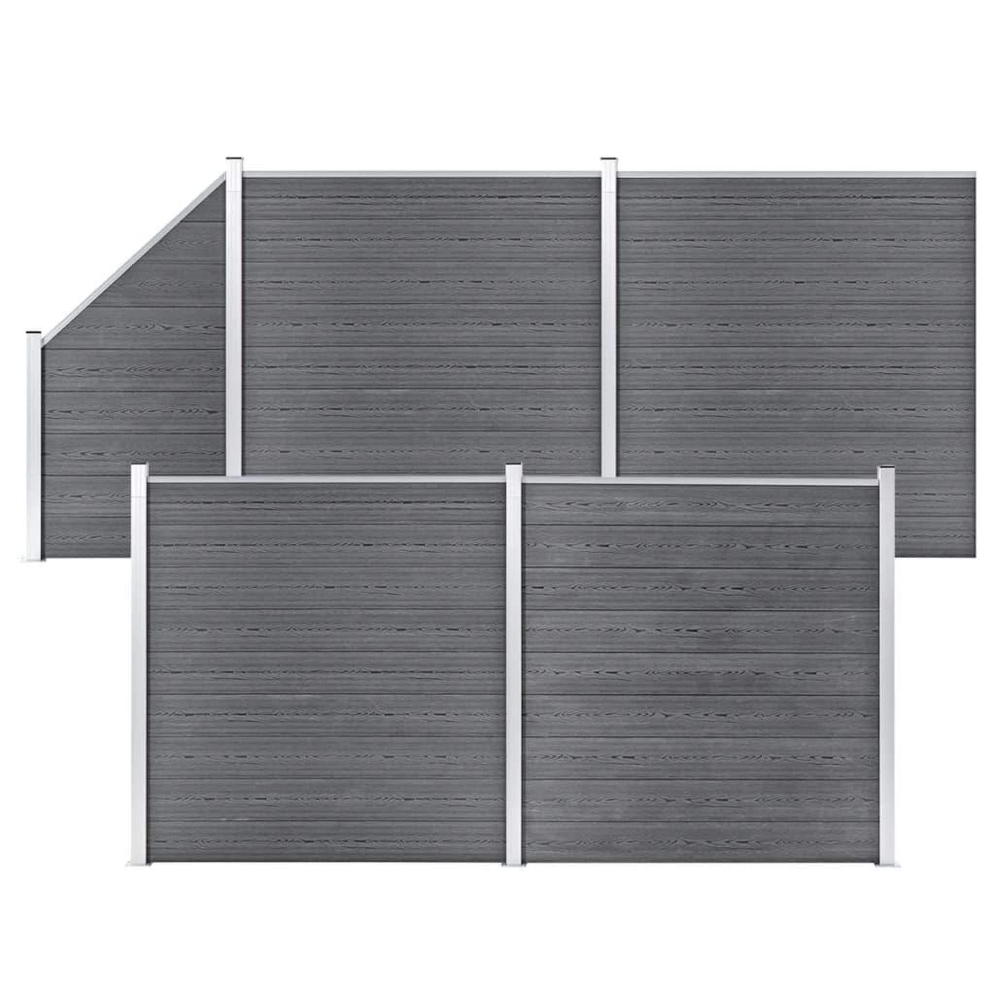 VIDAXL Ensemble de cloture WPC 4 Carre + 1 Incline 792 x 186 cm Gris