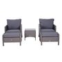 Voir la diapositive 4 : OUTSUNNY Outsunny Lot de 2 fauteuils de jardin grand confort repose-pied table basse résine tressée imitation rotin coussins gris