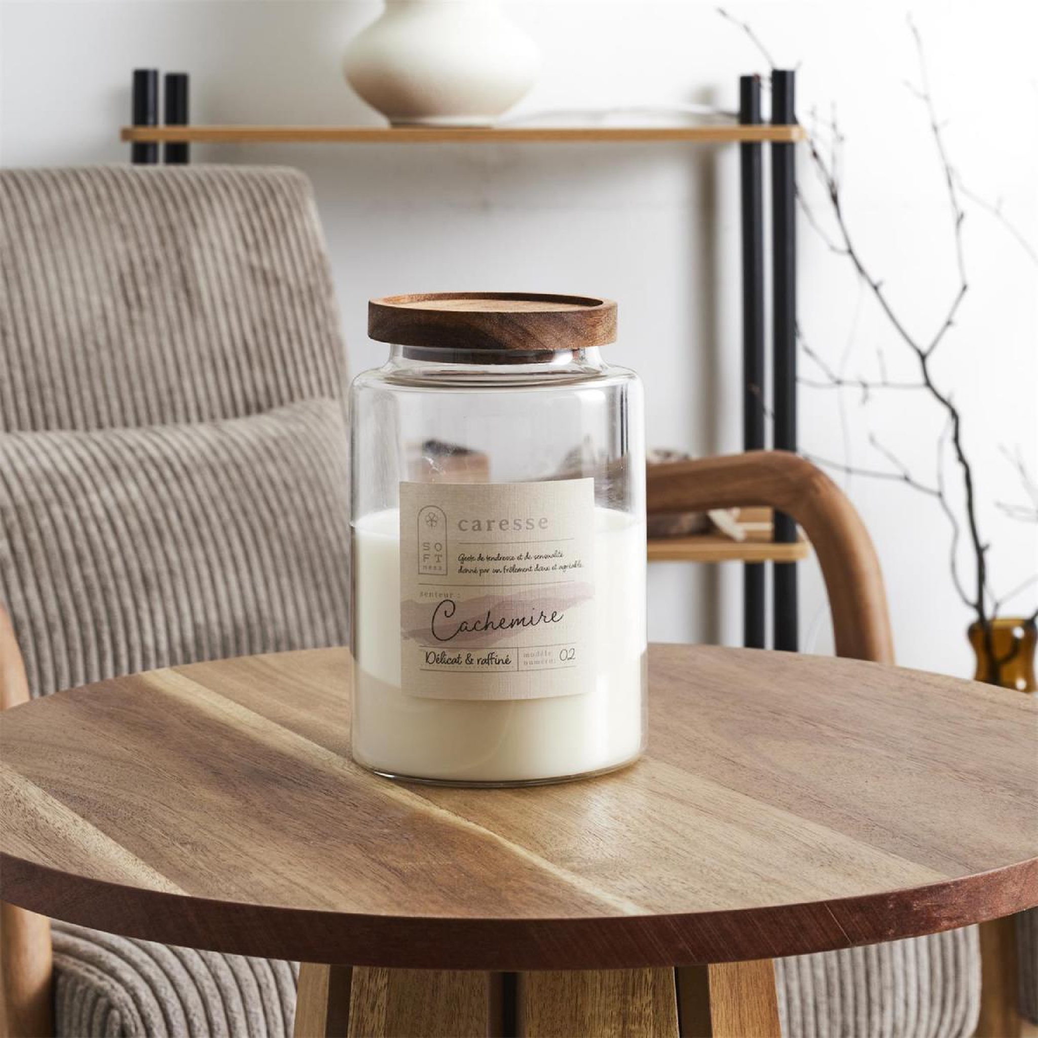 Voir la diapositive 3 : The Home Deco Factory Bougie parfumée  softness  650g cachemire