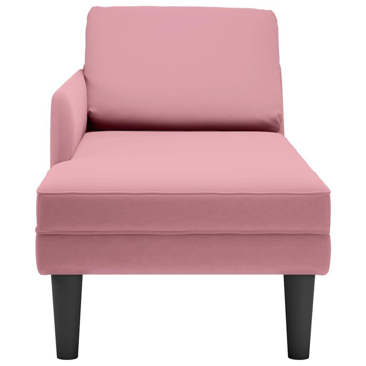 VIDAXL Fauteuil long avec coussin et accoudoir droit rose velours