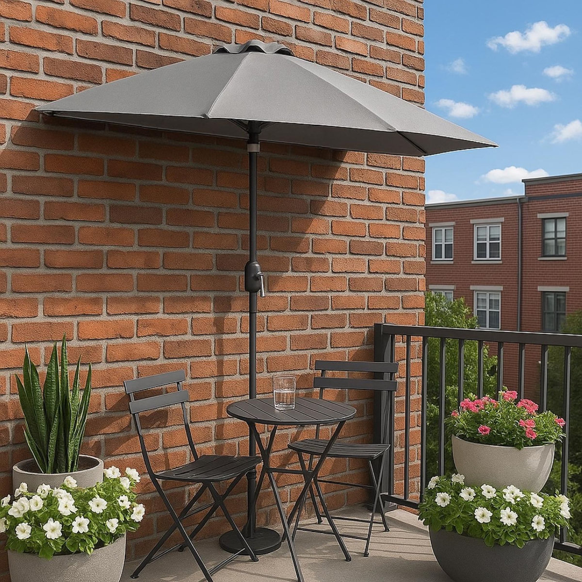 CONCEPT USINE Demi parasol de balcon gris CATANE