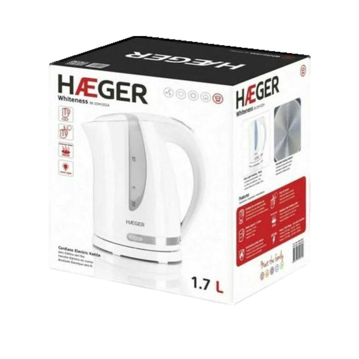 HAGER Bouilloire Haeger Whiteness 1.7 L Blanc
