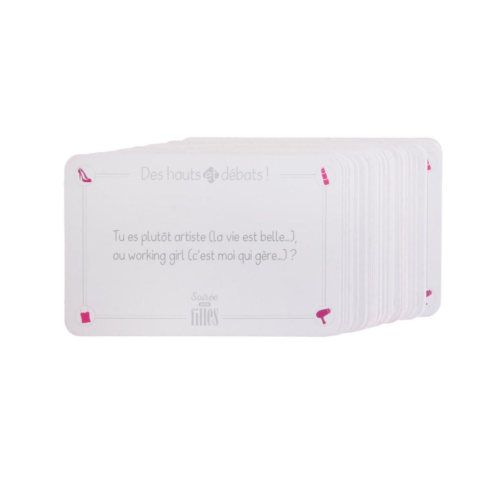 Voir la diapositive 3 : MISTER GADGET Jeu de 54 cartes débat  soirée filles  8cm rose