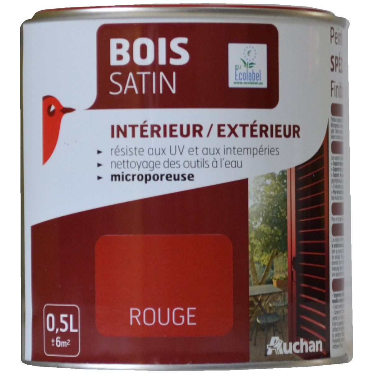 AUCHAN Peinture bois satin Rouge