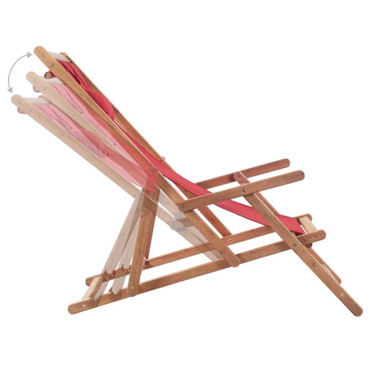 VIDAXL Chaise pliable de plage Tissu et cadre en bois Rouge
