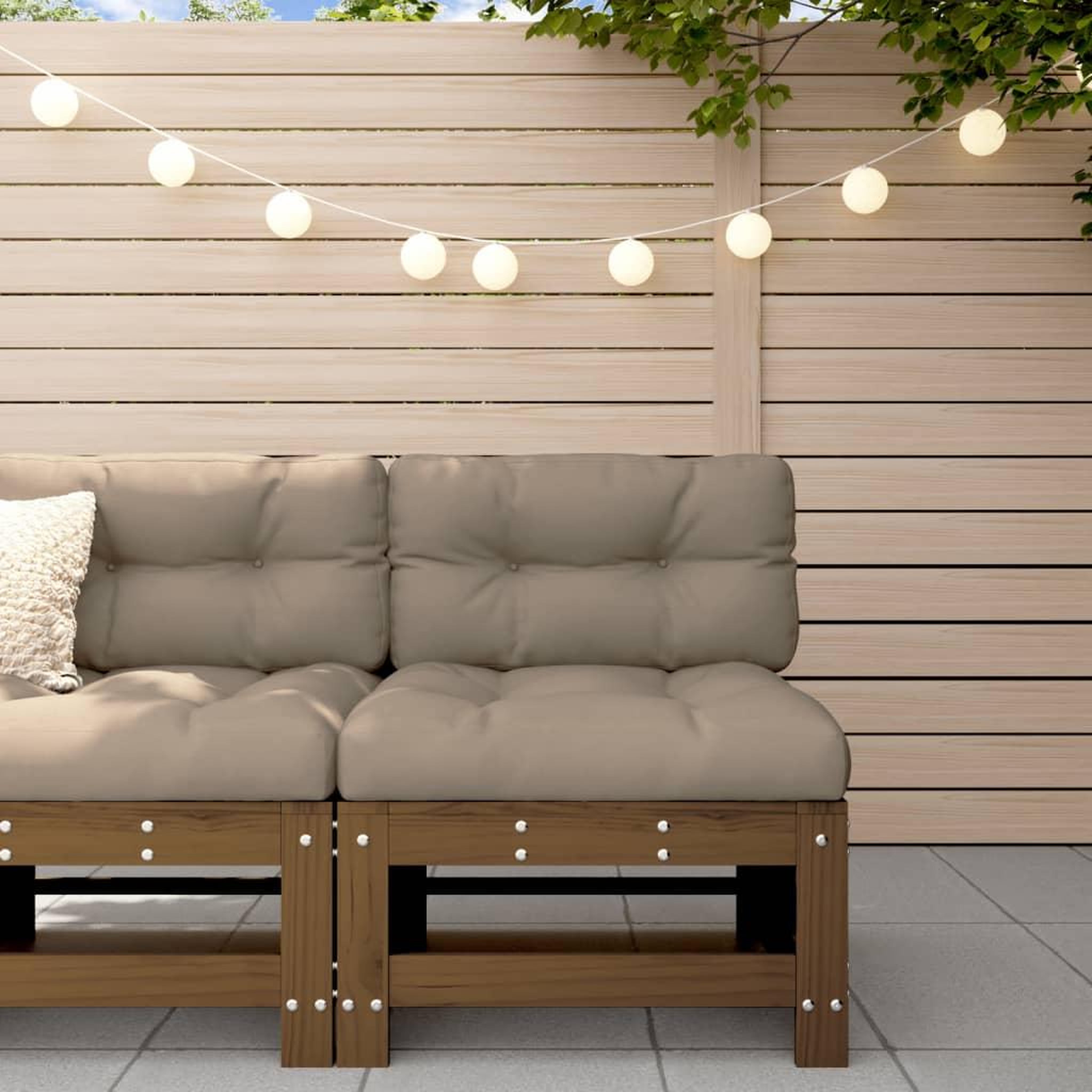 VIDAXL Canape central de jardin marron miel bois de pin massif