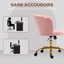 Voir la diapositive 4 : HOMCOM Chaise bureau velours design coquillage piètement acier doré rose poudré
