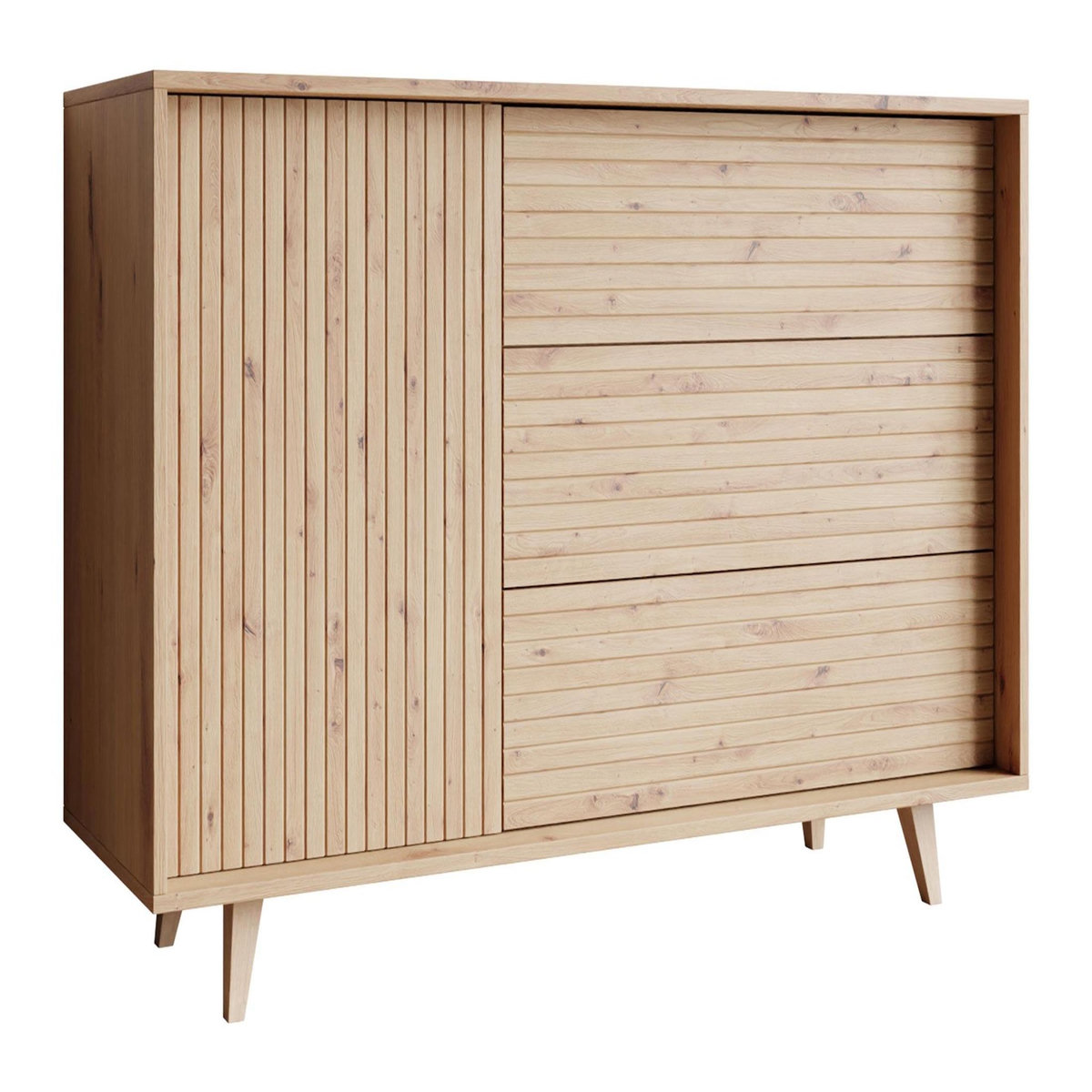 BEST MOBILIER Diego - buffet - effet bois - 3 tiroirs et 1 porte - 120 cm