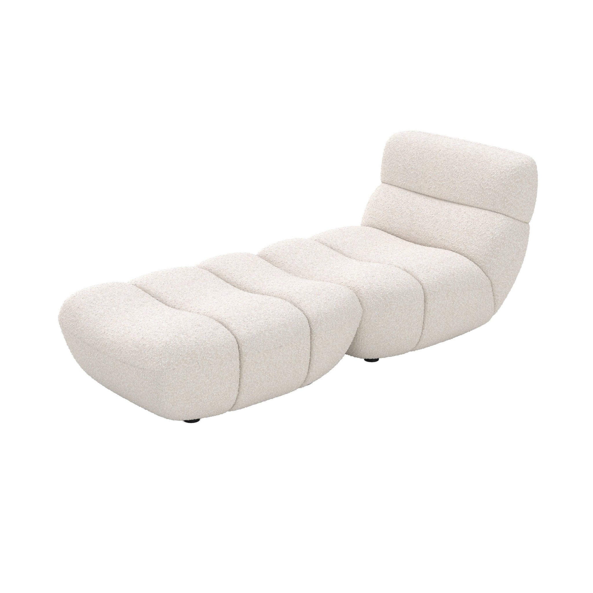 MAISON PAVANE Ensemble fauteuil et pouf en tissu bouclé blanc-Teddy