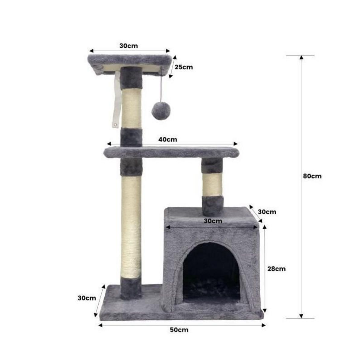 GENERIQUE POPPY Arbre a chat - 50x30x80cm - Gris