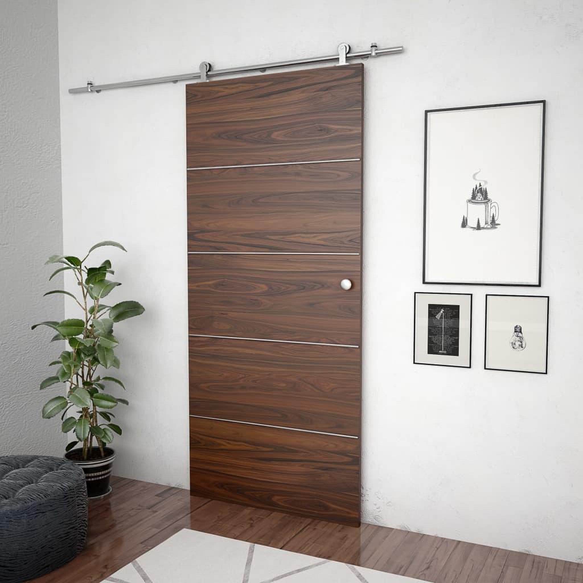 Voir la diapositive 3 : VIDAXL Kit fixation porte coulissante 183 cm Acier inoxydable Argente