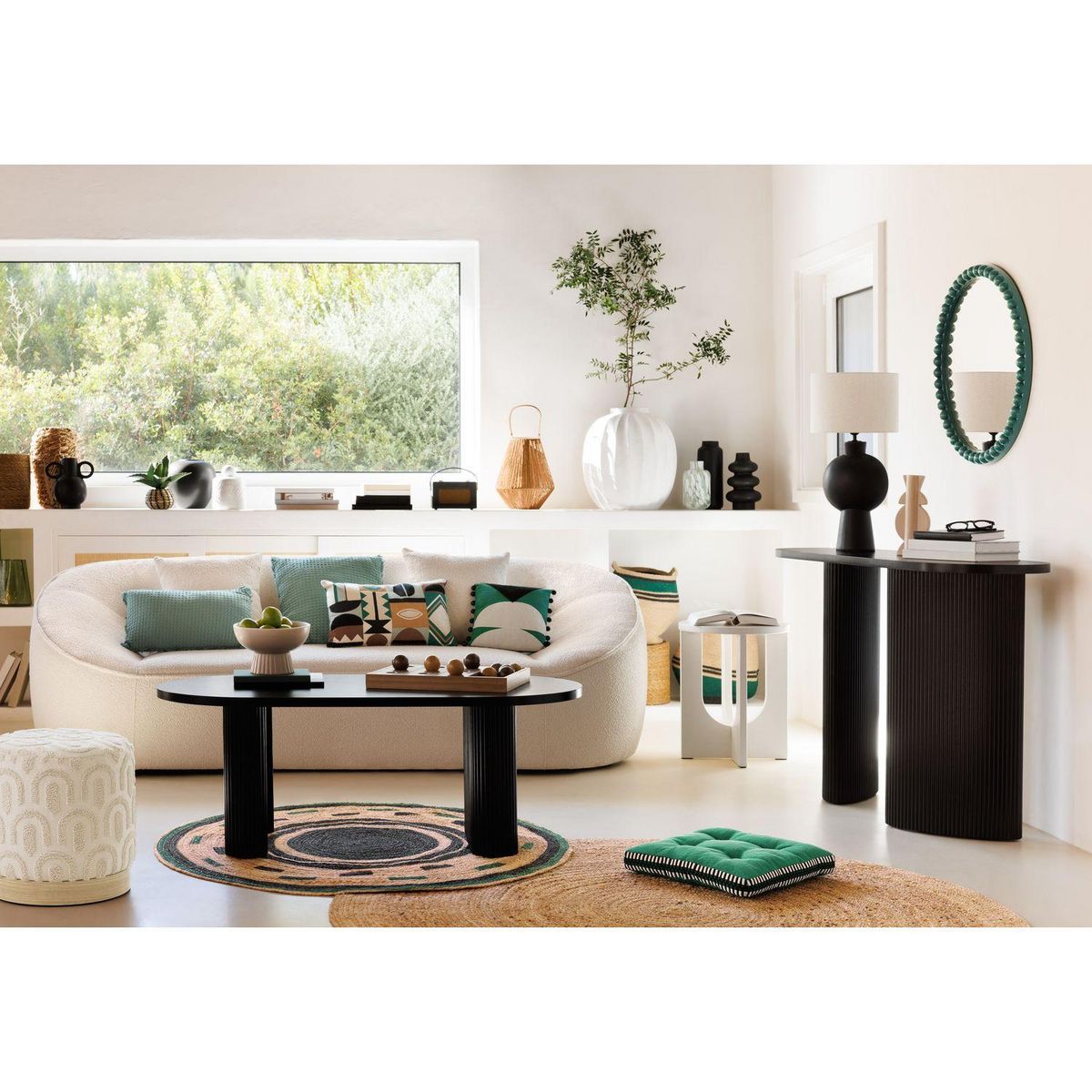 ATMOSPHERA Table basse ovale en bois OLOVA - Noir